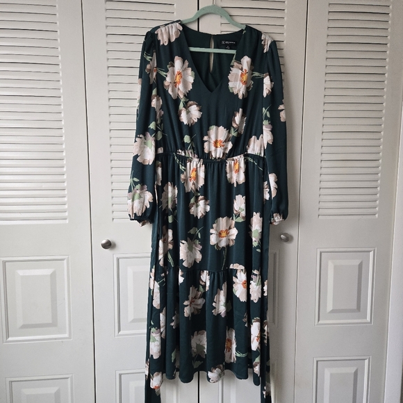 INC International Concept Dress Floral Green Size 14 #093 - Picture 1 of 8